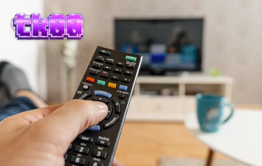 Một người chơi đang quan sát màn hình slot trên thiết bị di động với tâm thế thoải mái